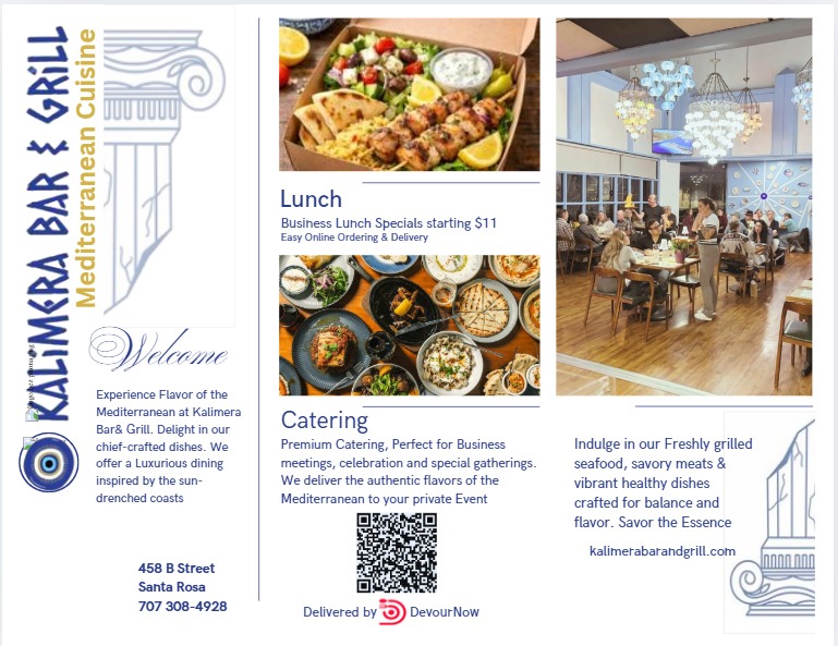 Kalimera Menu Page 1 - Appetizers and Salads