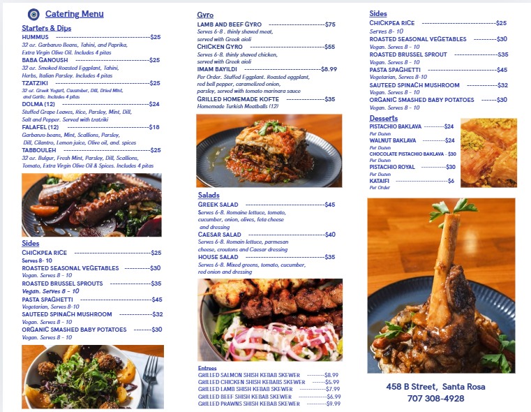Kalimera Menu Page 2 - Main Courses and Grill